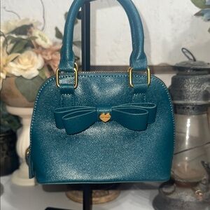 Betsey Johnson Teal Crossbody Bag with Bow Accent